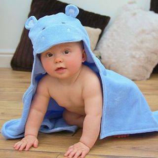 hippo baby hooded towel by bathing bunnies