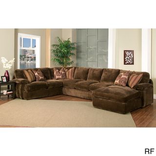 Champion 4 piece Chaise Sectional Brown Fabric Oversized Set Sectional Sofas