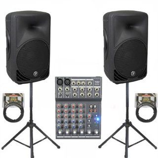 One Pair Mackie SRM350 V2 Active DJ Powered Speakers with FREE Mixer, Stands and Cables SRM350V2SET3 Musical Instruments