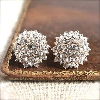 rhinestone encrusted round earrings by gama weddings