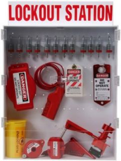 Brady Lockout Station with Padlocks, Tags, and Devices, Enclosed Station, Includes 18 Safety Padlocks Industrial Lockout Tagout Kits