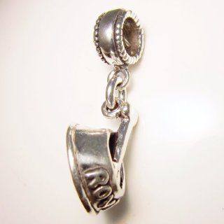 Dog Bowl and Bone Sterling Silver Dangle Charm 