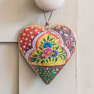 folkart design hanging heart decoration by anusha