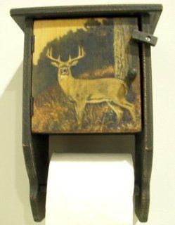 Whitetail Deer Wooden Toilet Paper Holder  