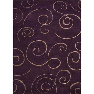 Transitional Pink/ Purple Wool/ Silk Tufted Rug (3'6 x 5'6) JRCPL 3x5   4x6 Rugs
