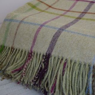 pistachio multicheck merino lambswool throw by sharp & noble   footstools & cubes