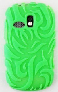 Samsung R355c Green Tribal Soft Silicone Case Cover Skin Protector NET 10 Straight Talk Cell Phones & Accessories