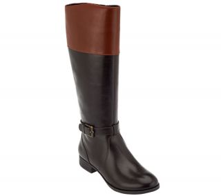 Isaac Mizrahi Live Two Tone Leather Riding Boots —