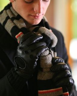 magnus men's cashmere leather driving gloves by southcombe gloves