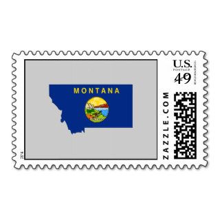 Montana Flag Map Postage Stamp