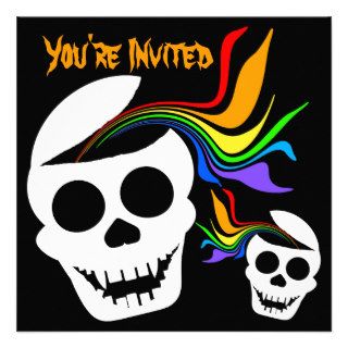 Rainbow White Skull Invitations