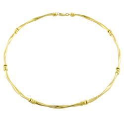 Fremada 14k Yellow Gold Twisted Bar and Diamond cut Bead Ball Necklace Fremada Gold Necklaces