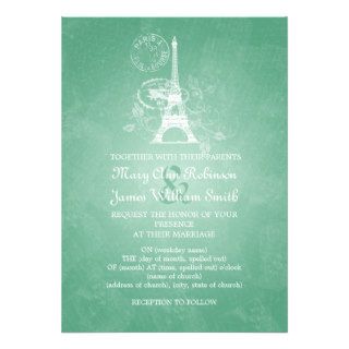 Elegant Wedding Romantic Paris Mint Green Invitations
