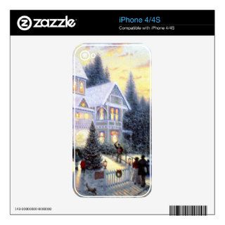 Gorgeous Old Fashioned Christmas Scene Decals For The iPhone 4