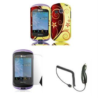 Hard Plastic Snap on Cover Fits Pantech P6020 Swift Elegant Swirl + Charger + LCD Screen Protective Film AT&T Cell Phones & Accessories