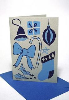 blue christmas card by memo illustration