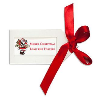 personalised 'christmas tags' with red ribbon by honey tree publishing