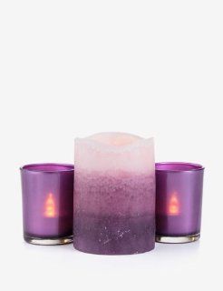 Flameless LED 5 Piece Pillar Candle Gift Set (Lavender)  