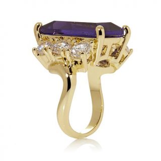 Roberto by RFM "Appuntamento" Amethyst Color Stone and CZ Goldtone Ring