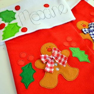personalised gingerbread man stocking by sew very english