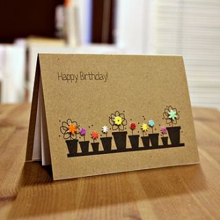 flower pots 'happy birthday' card by little silverleaf