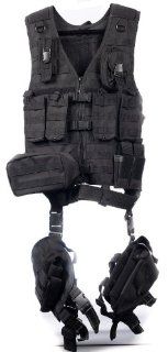 Ultimate Arms Gear Tactical Scenario Stealth Black MOLLE Compatible Deluxe Modular Web Vest With Holster & Essential Modular Gear Set  Sports & Outdoors