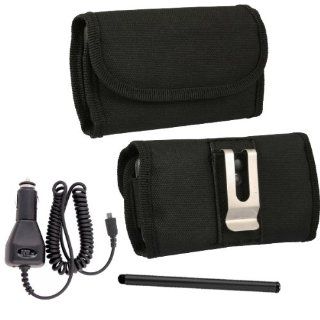 Horizontal Canvas Case with Velcro closure with belt clip and belt loop for ZTE Source, Majesty, Savvy Bundle Pack 3 Piece includes Case, Car Charger, and Stylus Pen. Cell Phones & Accessories