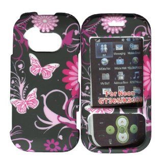 Pink Butterflies LG Neon Gt365 & Ks360 Hard Case Snap on Rubberized Touch Case Cover Faceplates Cell Phones & Accessories
