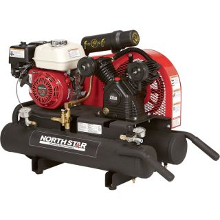 NorthStar® Gas-Powered Air Compressor — Honda GX160 OHV Engine, 8-Gallon Twin Tank, 13.7 CFM @ 90 PSI  Gas Powered Air Compressors