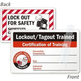Lockout/Tagout Trained   Certification of Training Successfully, 5 Cards / pack, 3.375" x 2.125"  Blank Labeling Tags 