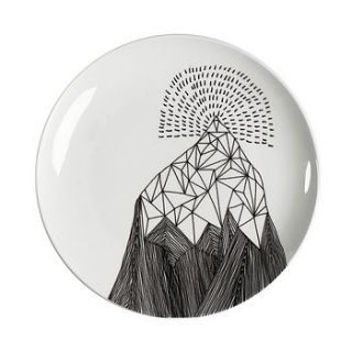 charcoal mountain design plate by natasha lawless design
