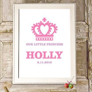 new baby personalised poster print by rosie robins