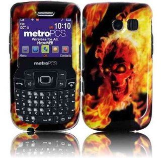 For Straight Talk Samsung R375C Accessory   Fire Skull Design Hard Case Proctor Cover + Free Lf Stylus Pen Cell Phones & Accessories