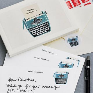 personalised typewriter notecards writing set by made by ellis