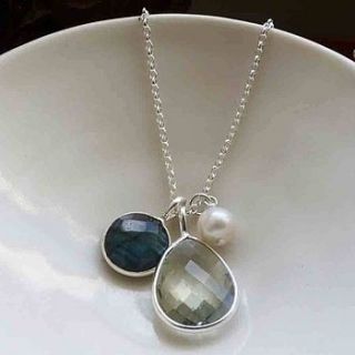 vintage locket and gem pendant necklace by lime tree design