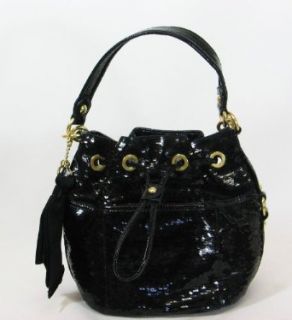 Coach Sequins Poppy Metallic Black Leather Patent Crossbody Bag Purse 17906 Shoes