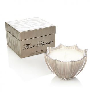 DL & Co. Gray Ribbed Scalloped Candle   Fleur Blanche