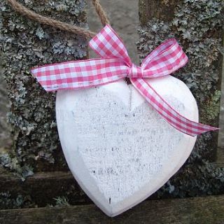 country wood heart decoration by zigzag bunting