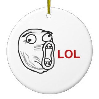 LOL Laugh Out Loud Rage Face Meme Christmas Tree Ornaments
