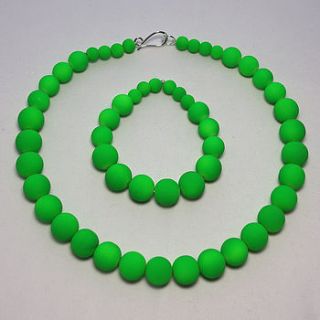 green glass beads necklace and bracelet set by m by margaret quon