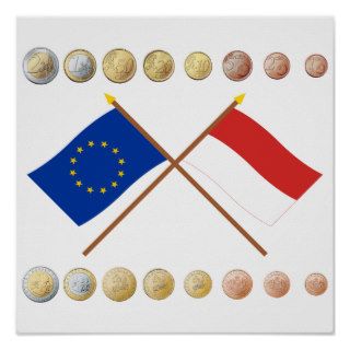 Monagesque Euros and EU & Monaco Flags (Series 1) Poster