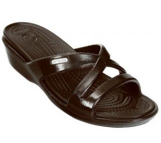 Crocs Womens Patricia II Patent Wedge Sandals —