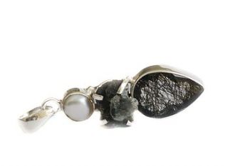 black rutilated quartz druzy necklace by prisha jewels