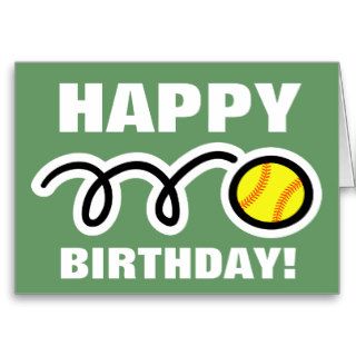 Birthday greeting card with yellow softball design