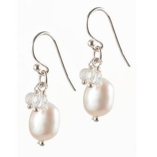 katie pearl and silver drop earrings by harry rocks