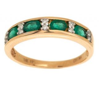0.50 ct tw Brazilian Emerald & Diamond Accent Band Ring, 14K —