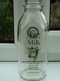 vintage american milk bottle   green print by vintage crates