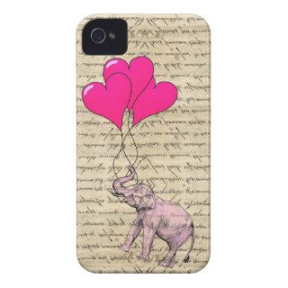 Pink elephant holding balloons iPhone 4 cases