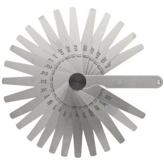 Starrett 66T Thickness Gage Set With Tapered Leaves, 0.0015 0.025" Thickness, 3 1/32" Length, 26 Leaves Thickness Gauges