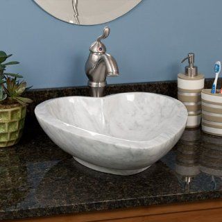 Heart Shape Carrara Marble Vessel Sink   Vanity Sinks  